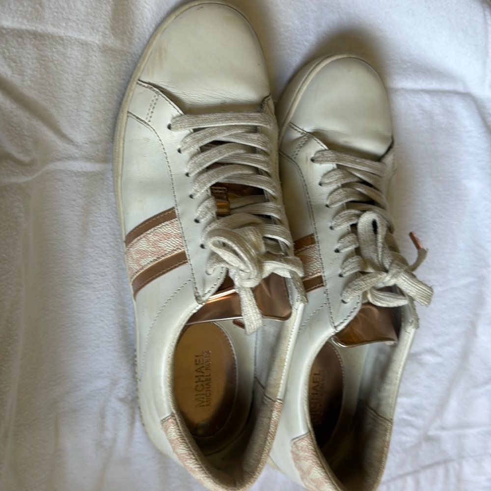 MICHAEL KORS MK IRVING STRIPE lace up rose gold women’s size 8M